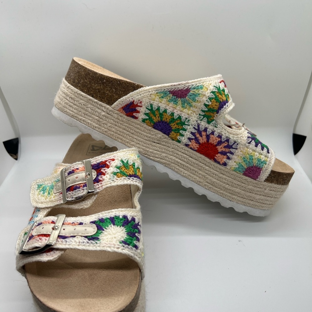 Excellent Condition Dirty Laundry Crochet Platform Slide Sandals  - Size 7.5